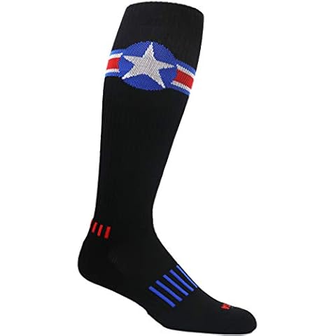 MOXY Socks Black with Red, White, and Blue American Star Performance Knee-High Socks Cover