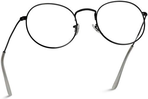Round Metal Unisex Adult UV Protected Sunglasses Black Frame, Transparent Lens (Medium) Pack of 1-image-32