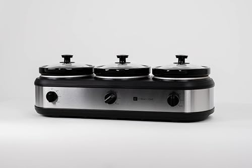 CULINARY CHEF, Triple Slow Cooker, Buffet Server 3 Pot, Food Warmer - Stainless