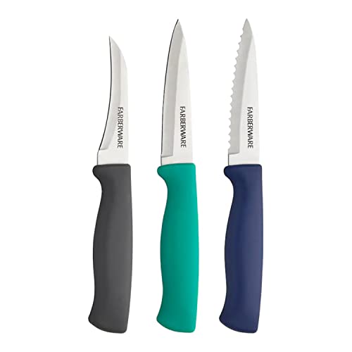 Farberware Paring Knife Set, 3-Piece, Blue #TOP15