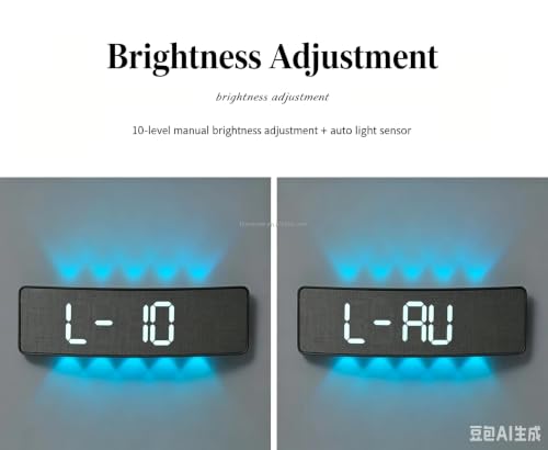 Image of 12 inch Multifunctional Curved Digital LED Wall Clock with RGB Ambient Backlight /Dual Alarms /Countdown Timer Grey Fabric Texture (12 inch Curved Gray)