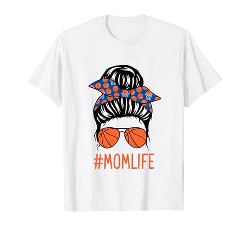 Messy Bun Basketball Mom life Mothers Day Game Day Mom t-shirt, Branco, S