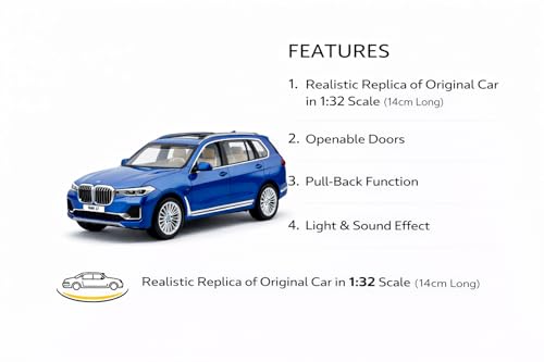 Image of Wizplex MSZ Official Licensed BMW X7 Diecast Model Car 1:32 Scale | Light & Sound | Pull Back Action | Metal Luxury SUV Toy | Collectible Display & Gift