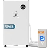 Grunkel Drytek 20 Deshumidificador, 20L/día, Panel LED Táctil, WiFi, 300m³/h, 5,5L Depósito, 42dB Silencioso, Temporizador