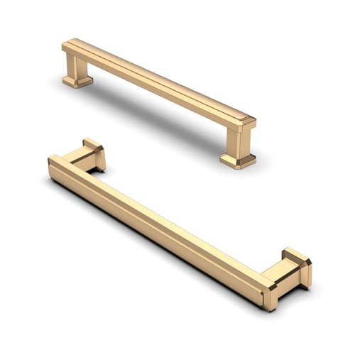 FURNIWARE 10 Stück Schrankgriffe, Möbelgriffe 128mm Lochabstand Champagner Bronze, Küchengriffe Schubladengriffe, Zinklegierung Möbel Griffe für Küchenschränke Schränke Schubladengriffe