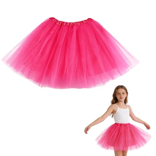 KHDULQ Falda de Tutú para 40CM Mujer Tutu Niña Rosa Elastico Tul 4 Capas Tul Disfraz para Ballet Disfarce Carnaval Tutu Falda de Mujer Ret Adecuado para Carnavales,Bailes y Fiestas