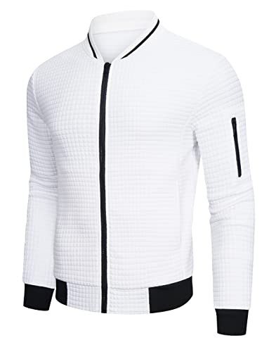 SAVKOOV Mens Lightweight Jacket Casual Bomber Jacket Varsity Coat