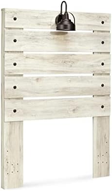 Signature Design by Ashley Cambeck Farmhouse Panel Headboard ONLY with USB Charging Stations, Twin, Whitewash