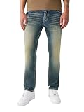 True Religion Rocco Herren Jeans, Einzelnadel, 81,3 cm, enge Passform, tonale Nähte, Chainlink Distress Dark Wash, 49