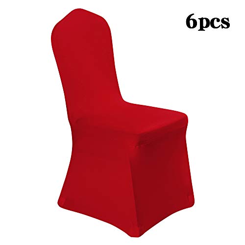 Desirable Life Pack of 6 Removable Spandex Stretch Dining Chair Cover Slipcover Protector for Party Wedding Banquet Celebration, Multi Colors for Choice