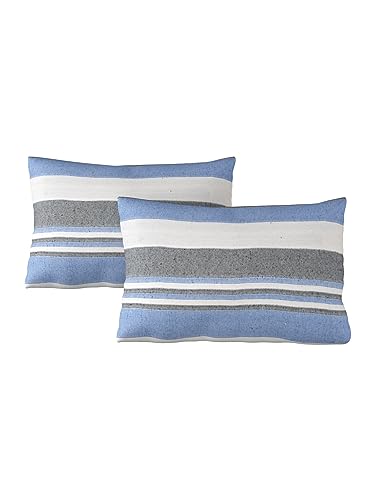 Image of 180 TC Pillow Cover Set of 2 | Pillow Cover Cotton 100% | Pillow Cover Set of 2 King Size | Wrinkle Free & Fade Resistance | Striped Pattern | Standard Size | All Season Use (Multicolor)