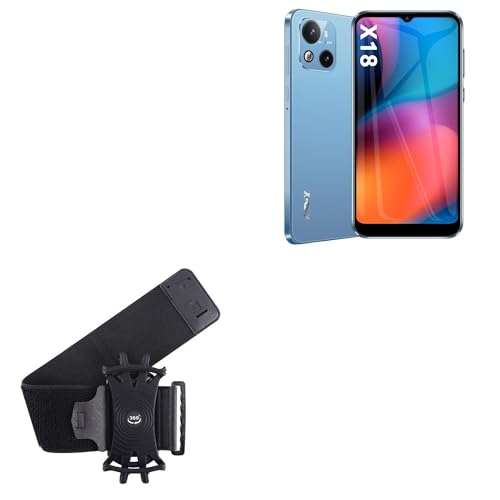 BoxWave Holster Compatible with Xgody X18 - ActiveStretch Sport Armband, Adjustable Armband for Workout and Running - Jet Black