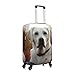 QSMBNET Travel Luggage Cover White Labrador Spandex Suitcase Protector Washable Baggage Covers Fashion Elastic Scratch-Resistant Luggage Cover Protector Fits 18-32 Inch Luggage