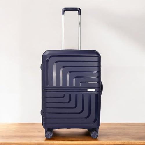 Image of 3G Vacanza Paris Series Polypropylene Unbreakable Hard-Sided Luggage Cabin SizeTrolley Bag | Navy Blue 55 cms