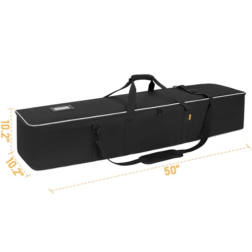 Image of Multifunctional Tripod Bag 50 X 10 X 10 Inches / 127 X 25.5 X 25.5 cm Heavy Duty Tripod Carrying Case with Handle for Lights, Speakers, Cameras, Booms, Microphone Stands, Black