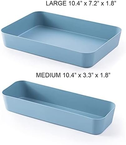 Miniatura 2 de SERENITA Organizador de cajones de plástico suave para cocina, tocador, baño, dormitorio, oficina, escritorio, clóset (4 grandes azul)