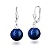 Produktbild Schöner-SD Perlenohrringe 925 Silber Ohrhänger Perle hängend 10mm blau