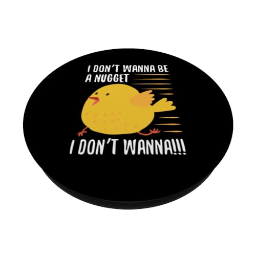 I Don’t Wanna Be a Nugget! Running Chicken Hilarious PopSockets Swappable PopGrip, Black - Image 2