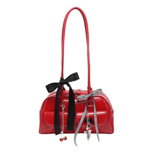 Sac à main style japonais sous les bras en cuir synthétique chic avec nœuds en ruban