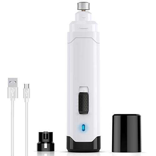 oneisall Dog Nail Trimmer - Upgraded 2 Speed Quiet USB Rechargeable Professional Pet Nail Grinder Paws Grooming & Smoothing Claw Care for Small Medium Large Dogs & Cats (White)