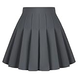 Dressever Women's Pleated Skirts Mini Skater Basic Skirt High Waist Tennis Skirt School Uniform Cheerleader Skirts Grey M