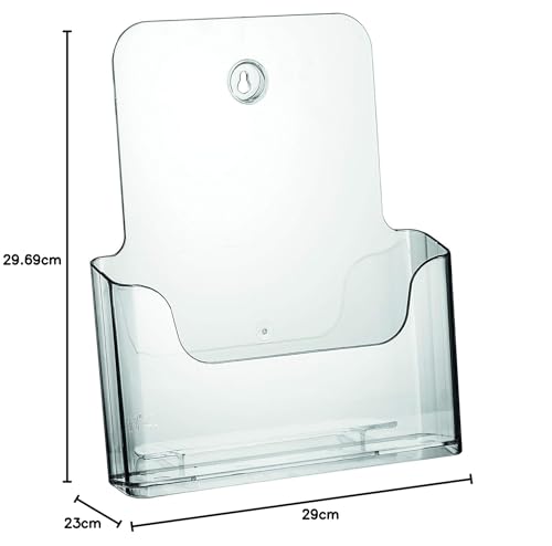 Europel Prospekthalter Einzelfach für DIN A4 Broschüre, Hochwertiger, durchsichtiger Polystyrol, Kapazität 41 mm
