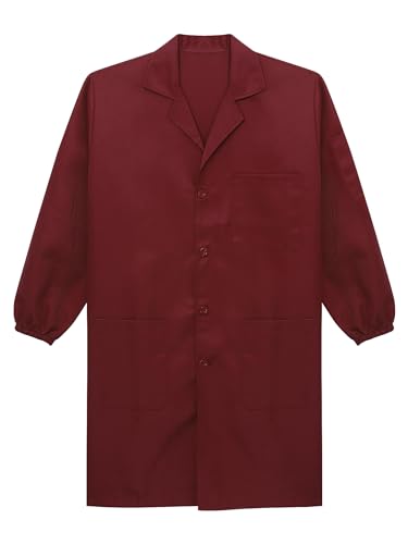 Image of Oyolan Men's Exterior Pocket Long Sleeve Work Coat Button Down Wear Resistant Cotton Jacket Lab Coat