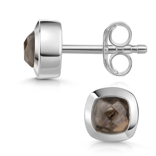 Materia Rauchquarz Schmuck Silber 925 Ohrstecker - Edelstein Ohrringe SO-340-Rauchquarz