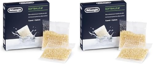 De'Longhi SoftBalls DLSC551 – Boules de machines à café avec réservoir d'eau, nettoyant anticalcaire et adoucissant, accessoires De'Longhi, 2 sacs, blanc (Lot de 2)