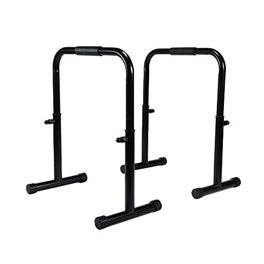 SHINYEVER Multifunctional Dip Stand Station - Dip Bars Fitness for Home, Dip Bar Station with Safety Connector for Tricep Dips, Home Gym Equipment (Black)