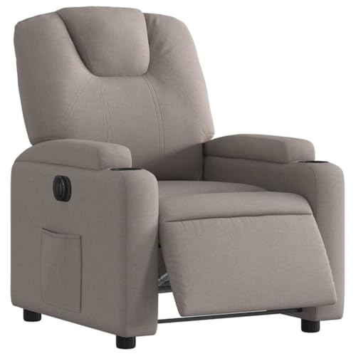 vidaXL Fauteuil Inclinable Électrique, Chaise de Relaxation avec Dossier et Repose-Pied Réglables, Siège de Salon, Moderne, Taupe Tissu