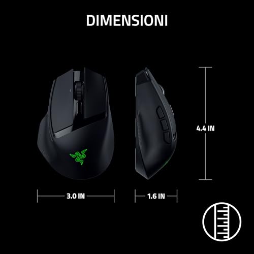 Razer Basilisk Mobile - Piccolo Mouse Ergonomico Portatile Da Gioco Senza Fili - Ai Prompt Master - Sensore Focus X 18K (Connettività Tri-Mode, Fino A 105 Ore, Switch Del Mouse Gen-3) Nero - 10