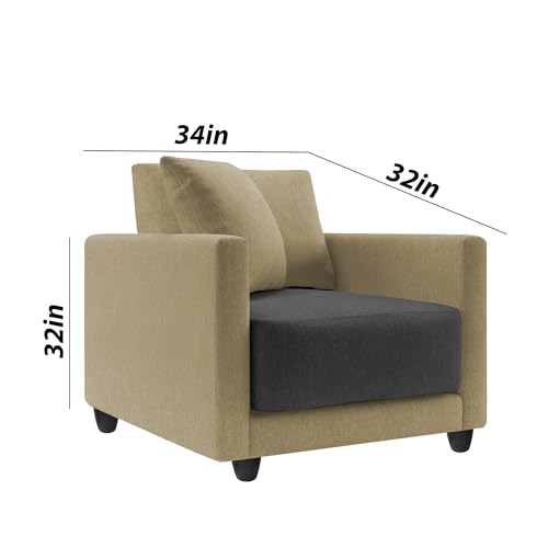 Image of Casaliving Dominic 1 Seater Sofa Set for Living Room (Cream Black Fabric) Premium Fabric Sofa