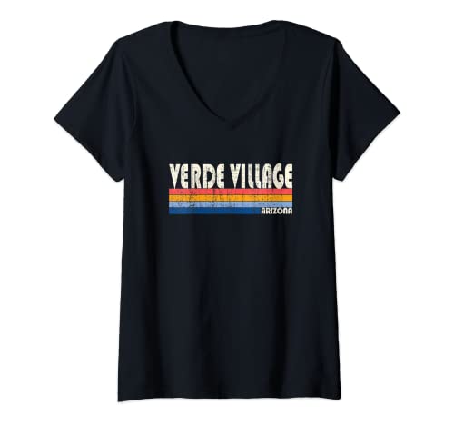 Mujer Vintage Retro 70s 80s estilo ciudad natal de Verde Village, AZ Camiseta Cuello V