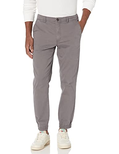 Amazon Essentials Pantalones Chinos Estilo chándal de Corte Ajustado Hombre, Gris Oscuro, L