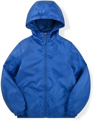 SNOW DREAMS Kids Lightweight Rain Jacket & Windbreaker - Blue Size 8 Spring Coat for Boys & Girls