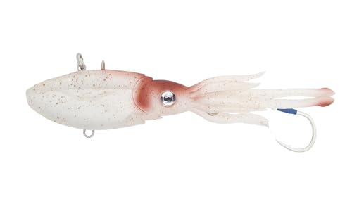 Nomad Design Squidtrex Patented Vibrating Fishing Lure- Scent Added TPE Soft Plastic Lure for Saltwater w/Strong BKK Assist Hooks, Fishing Bait that Catches Many Species, 170mm, 8 3/4oz-Brown Speckle