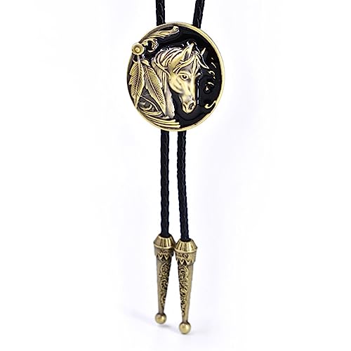 Duyeuau Cravate Bolo réglable Populaire Western Cowboy Adolescents Hommes Femmes Danse Cravate Vintage Chemises Relief Cheval Boucle Pendentif