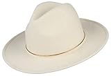 GEMVIE Damen Fedora Hut Filzhut Cowboyhut aus 100% Wolle Verstellbar Weiß Umfang57cm