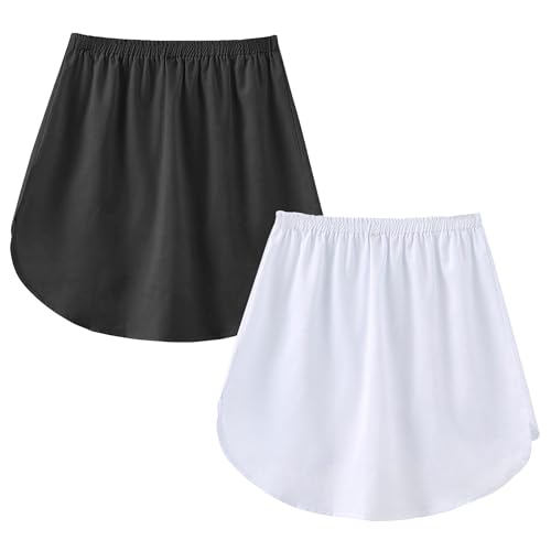 tagunop Women's Shirt Extender Removable Layering Skirts Half Length Undershirt Skirt with Buttons2
