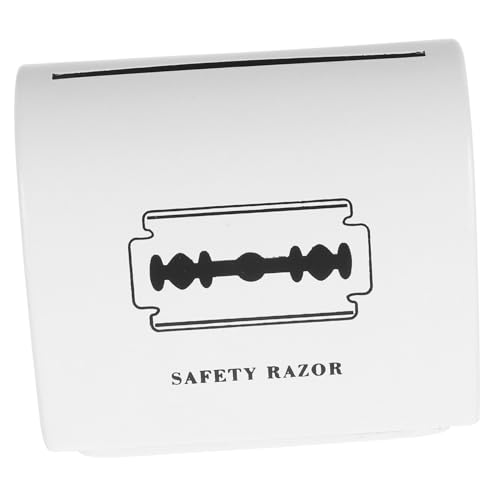 Beaupretty Contenedor Metálico para Desechos De Barbería Blancoo, Capacidad 1 Unidad, Estuche Compacto para Cuchillas De Afeitar, Uso Profesional para Peluquería y Barbería, Almacenamiento Seguro