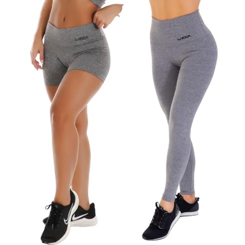 Kit Calça E Short Fitness Suplex Roupa Academia Feminina Cós Alto Pala Dupla Bermuda Leggging Treino