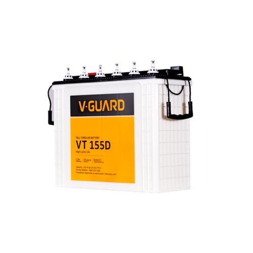 Image of V-Guard VT 155D Tubular Inverter Battery | 150Ah Capacity | Tubular Plate Technology | Low Maintenance | 12V Backup for Home Inverters | 2+2 Years Warranty