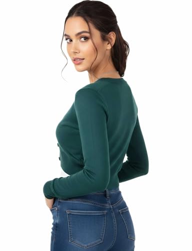 Image of Allsense Women's Cropped Bolero Shrug Cardigan | 3 /4 Sleeve, Button Down, Lightweight Knit Sweater