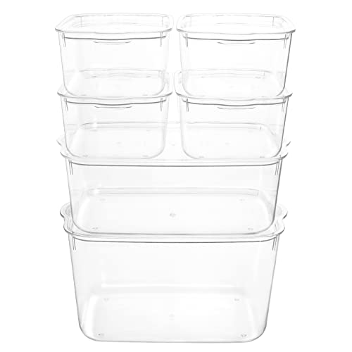 Anminy 6Pcs Clear Plastic Storage Bins Stackable Lidded Storage Boxes Baskets Cubes With Handles Removable Lids Decorative Home Kitchen Closet Shelf Organizer Clothes Towel Blanket Kid Toy Containers #TOP7