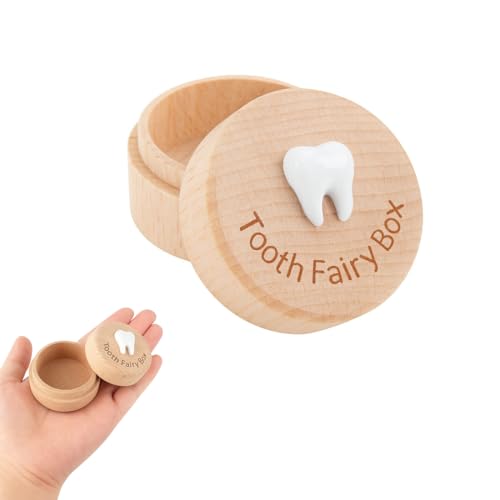 Caja Dientes de Leche Niño, Cajita Dientes Ratoncito Perez, Caja de Dientes, Madera para Guardar, Recuerdos de Dientes Lindos, Borde Liso Guardar, Regalo para Niña Niño