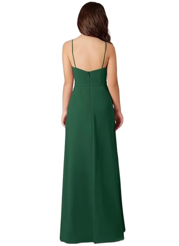 Spaghetti Strap Junior Bridesmaid Dresses for Girls Chiffon Ruffle Formal Party Flower Girl Dress with Slit3