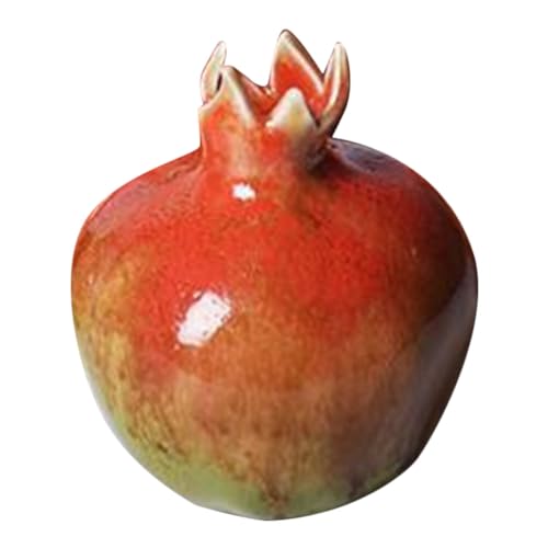 Luxshiny Ceramic Pomegranate Ornament Vase 3.3 Inch Fruit Shaped Floral Vase for Home Decor Desk Window Sill Kitchen Decoration