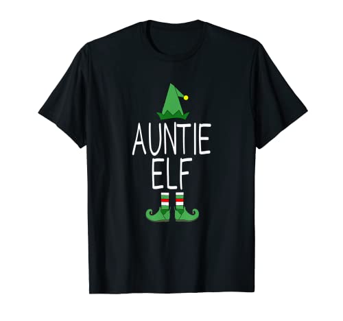 Regalo divertido de Navidad familiar con texto "I'm The Auntie Elf" Camiseta