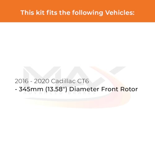 Image of Max Advanced Brakes Front Brake Kit Compatible With 2016 2017 2018 2019 2020 Cadillac CT6 w /13.58 inch Front Rotors Replacement Geomet Coated OE Disc Brake Rotors and Ceramic Brake Pads